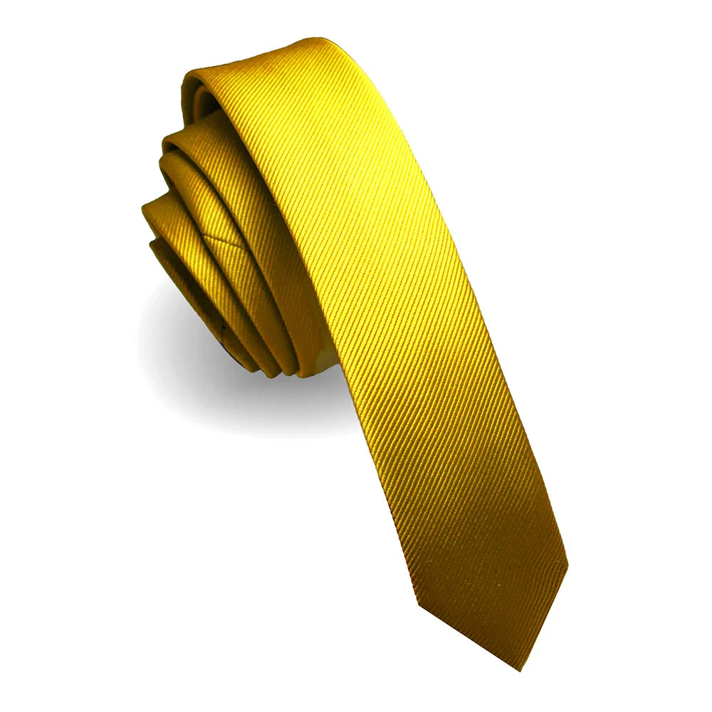 gold color mens skinny silk tie