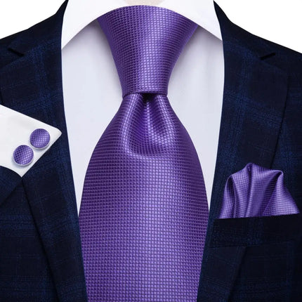textured ties with matching cuff links and pocket squares
