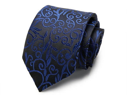 Black and Blue Paisley Design Silk Tie
