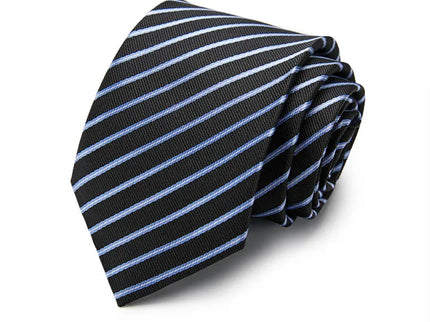 Black and Blue Striped Silk Tie