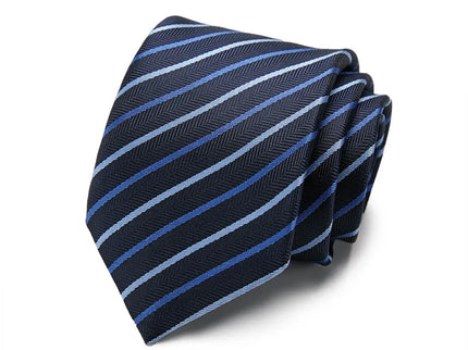 Black and Blue Striped Silk Tie