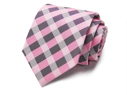 Black and Pink Plaid Design Silk Tie