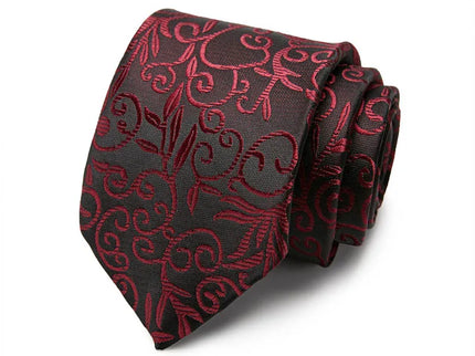 Black and Red Paisley Design Silk Tie