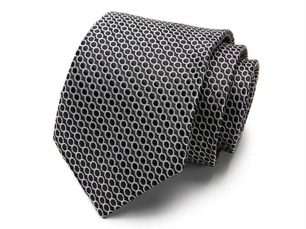 Black and White Striped Silk Tie