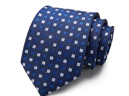 Blue Geometric Design Silk Tie