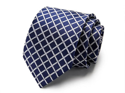 Blue and White Plaid Silk Tie
