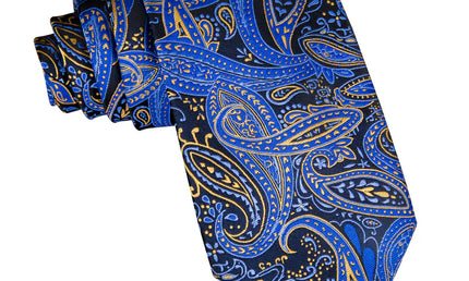 Boys Blue Paisley Silk Tie with matching pocket square