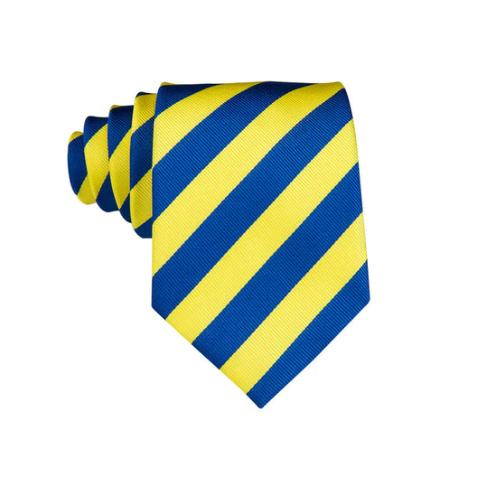 Boys Blue and Yellow Striped Silk Tie with matching pocket square