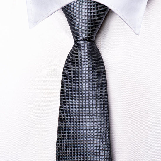 Boys Grey Silk Tie with matching pocket square