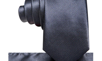 Boys Grey Silk Tie with matching pocket square