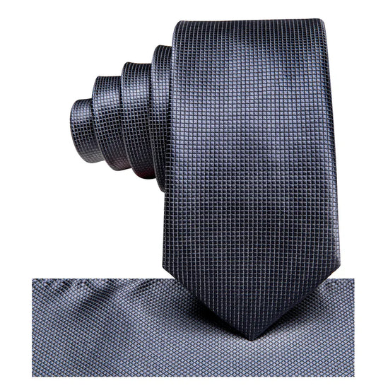 Boys Grey Silk Tie with matching pocket square