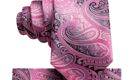 Boys Pink Paisley Silk Tie with matching pocket square