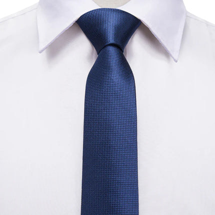 Boys blue silk tie with matching pocket square