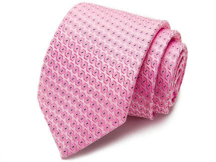 Pink Geometric Design Silk Tie