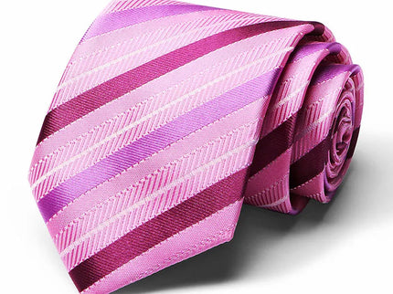 Pink Striped Design Silk Tie