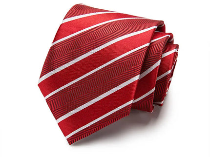 Red and White Striped Silk Tie