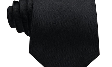 Solid Black Silk Tie with matching cufflinks and pocket square