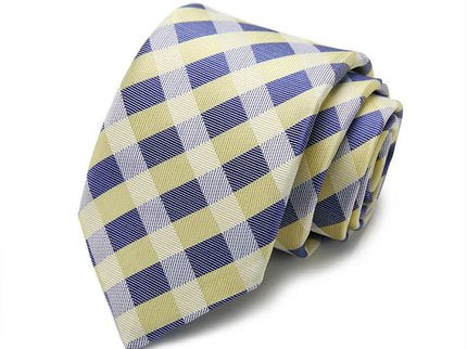 Yellow and Blue Plaid Silk Tie