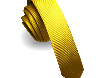 gold color mens skinny silk tie