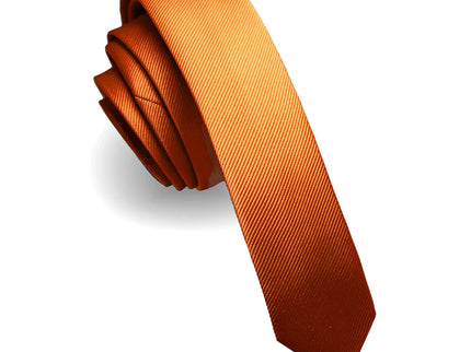 Orange mens silk skinny tie