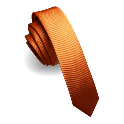 Orange mens silk skinny tie
