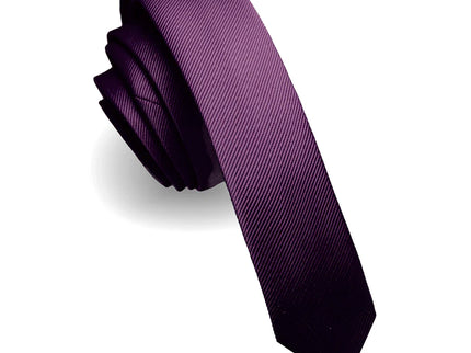 purple color mens skinny silk tie