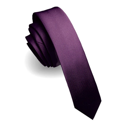 purple color mens skinny silk tie